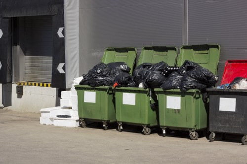 Professional rubbish removal team at work