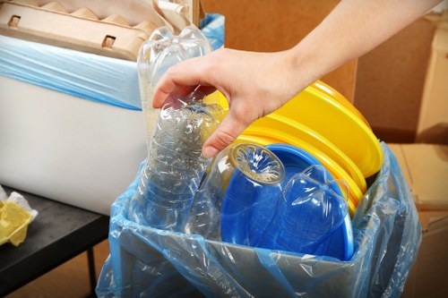 Commercial waste being sorted for recycling